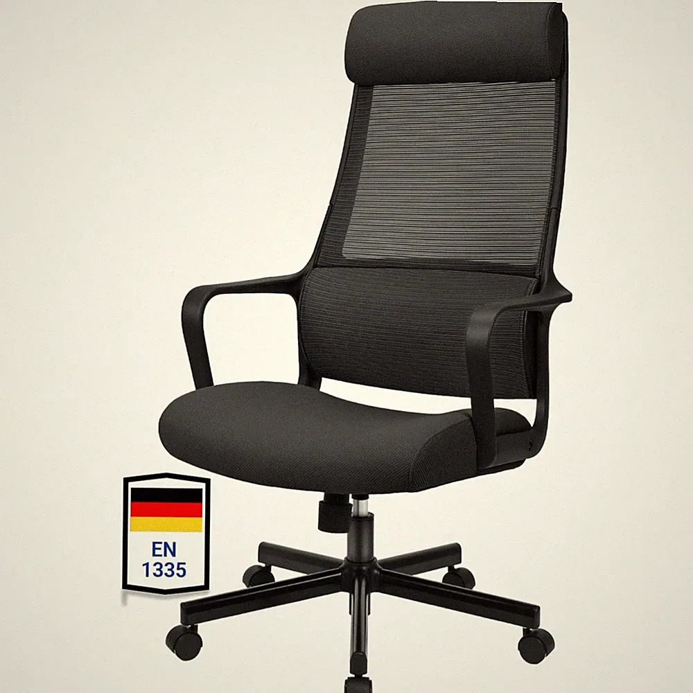 Bürostuhl Ergonomisch Drehstuhl Wippfunktion Kopfstütze Armlehne Höhenverstel...