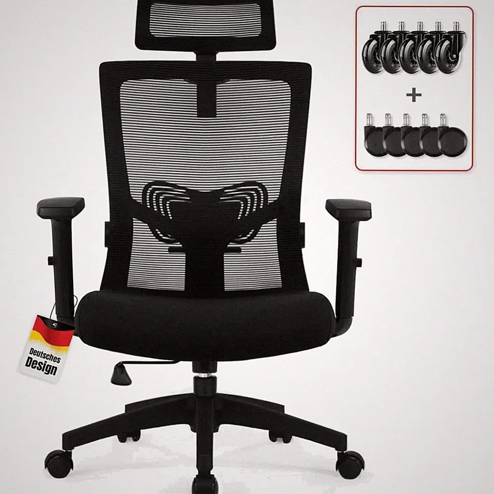 Bürostuhl ergonomisch Drehstuhl Wippfunktion Lendenwirbel Mesh Chefsessel