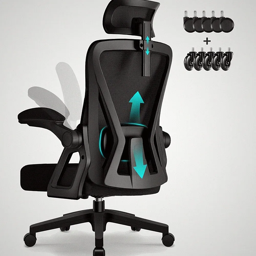 Bürostuhl Ergonomisch Drehstuhl Wippfunktion Lendenwirbelstütze Armlehnen