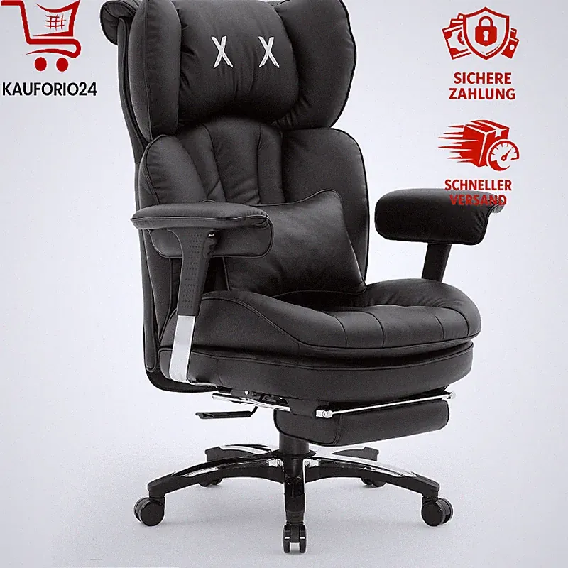 Bürostuhl Ergonomisch Gaming Stuhl PU-Leder bis 200kg mit Fußstütze und