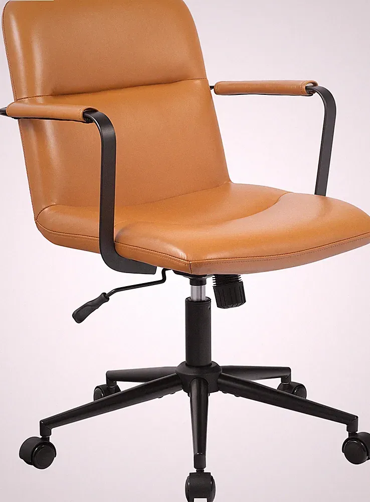 Bürostuhl ergonomisch Hilda, höhenverstellbar drehbar, mit Echtlederbezug