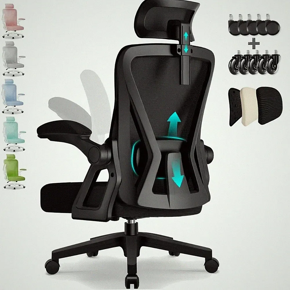 Bürostuhl ergonomisch höhenverstellbar bis 135° Rückenstütze Armlehnen Chefse...