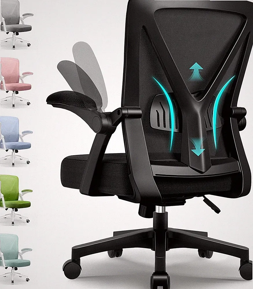 Bürostuhl Ergonomisch Höhenverstellbar Lendenstütze Wippfunktion Schwarz für