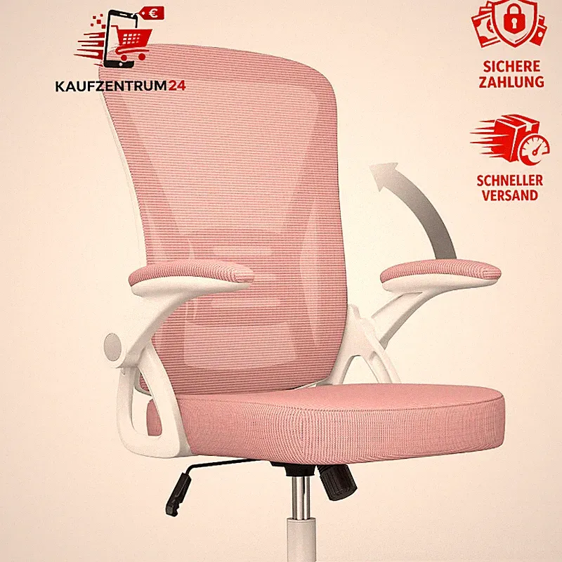 Bürostuhl Ergonomisch Höhenverstellbar Mit Armlehnen Netzbespannung Rosa 360°