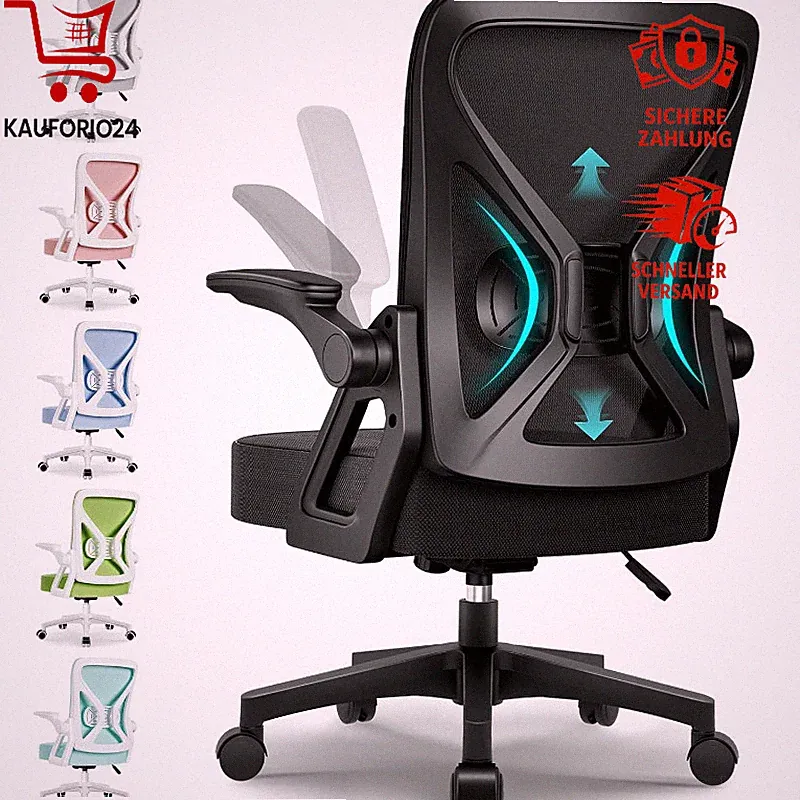 Bürostuhl Ergonomisch Höhenverstellbar Mit Lendenstütze Wippfunktion Schwarz