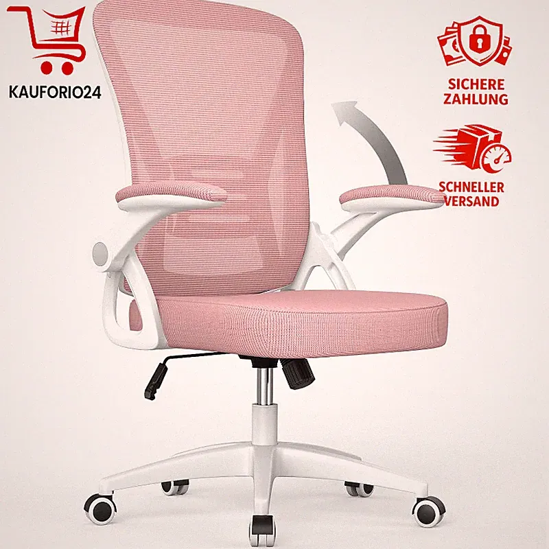 Bürostuhl Ergonomisch Höhenverstellbar Mit Netzbespannung Rosa 360° Drehstuhl