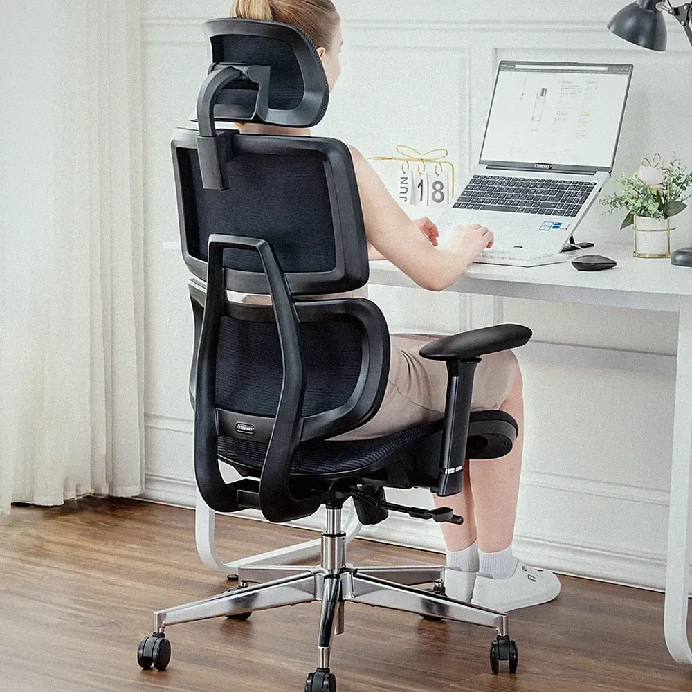Bürostuhl Ergonomisch Hoher Rücken Netz Lendenwirbelstütze Verstellbar 150KG