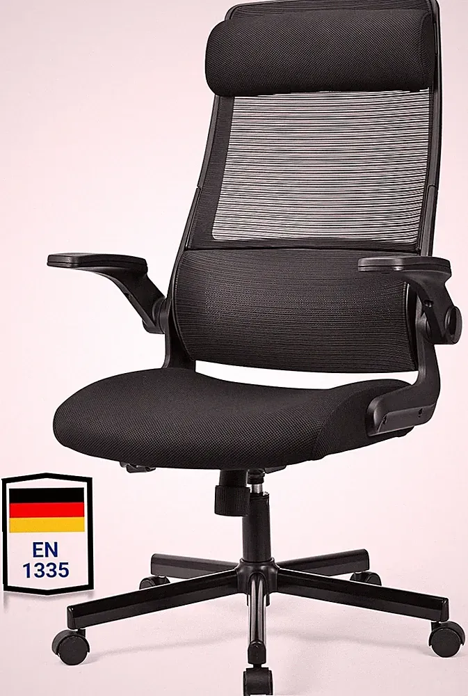 Bürostuhl Ergonomisch Klappbare Armlehnen EN 1335 für Home Office Arbeitsplatz