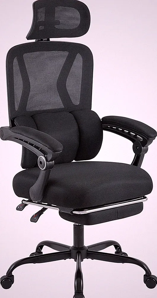 Bürostuhl ergonomisch Liberton, mit Kopfstütze und Fußstütze, drehbar