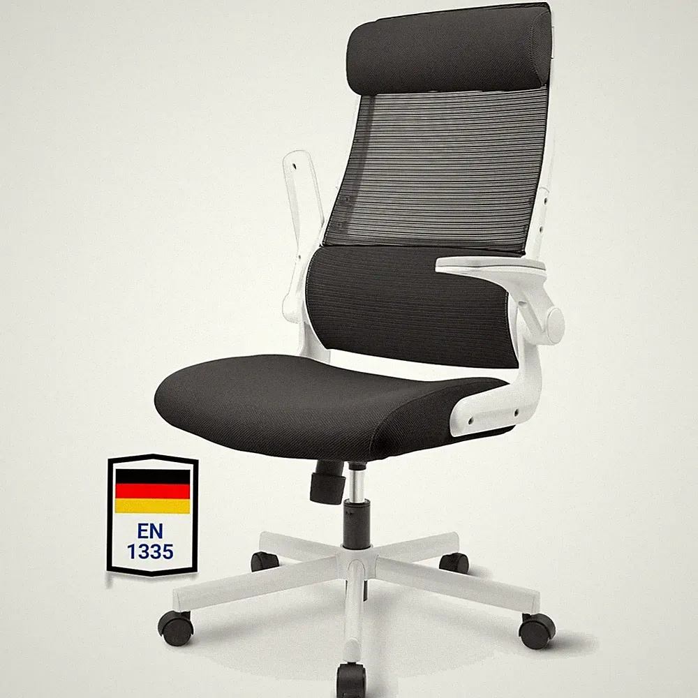 Bürostuhl Ergonomisch Mesh Armlehnen Kopfstütze Lendenwirbel Schwarz