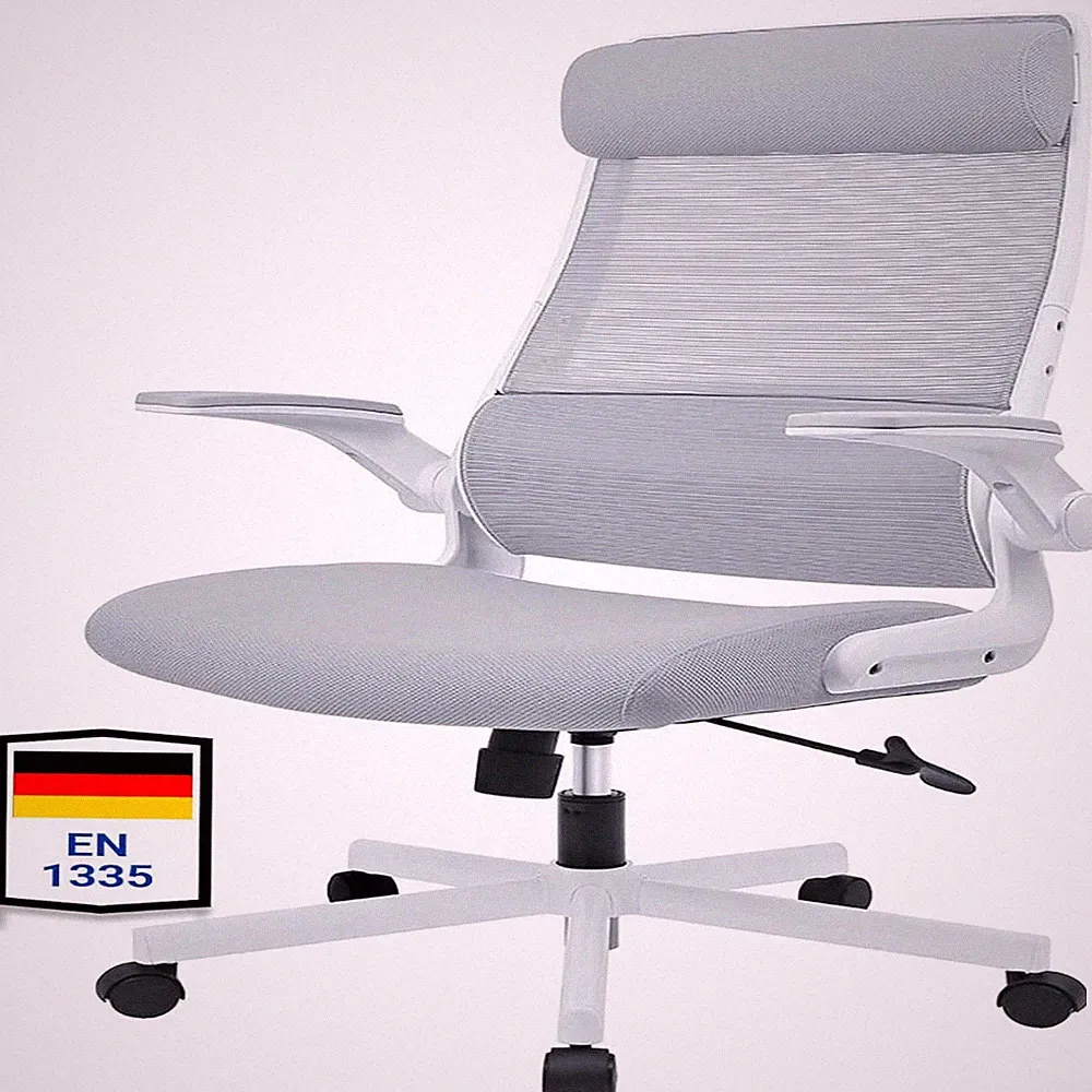 Buerostuhl Ergonomisch Mesh Kopfstuetze klappbare Armlehnen Wippfunktion 200 kg