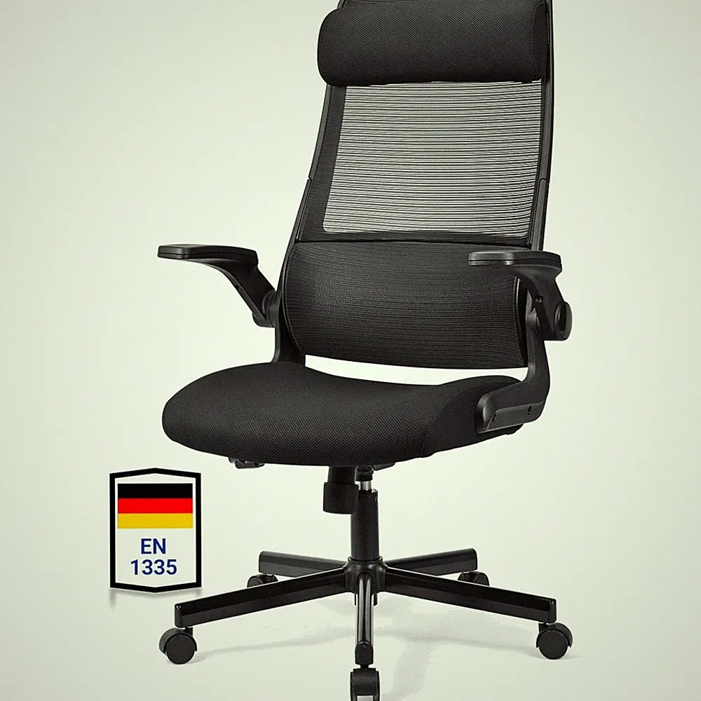 Bürostuhl Ergonomisch Mesh Schwarz verstellbar Lumbalstütze Armlehnen