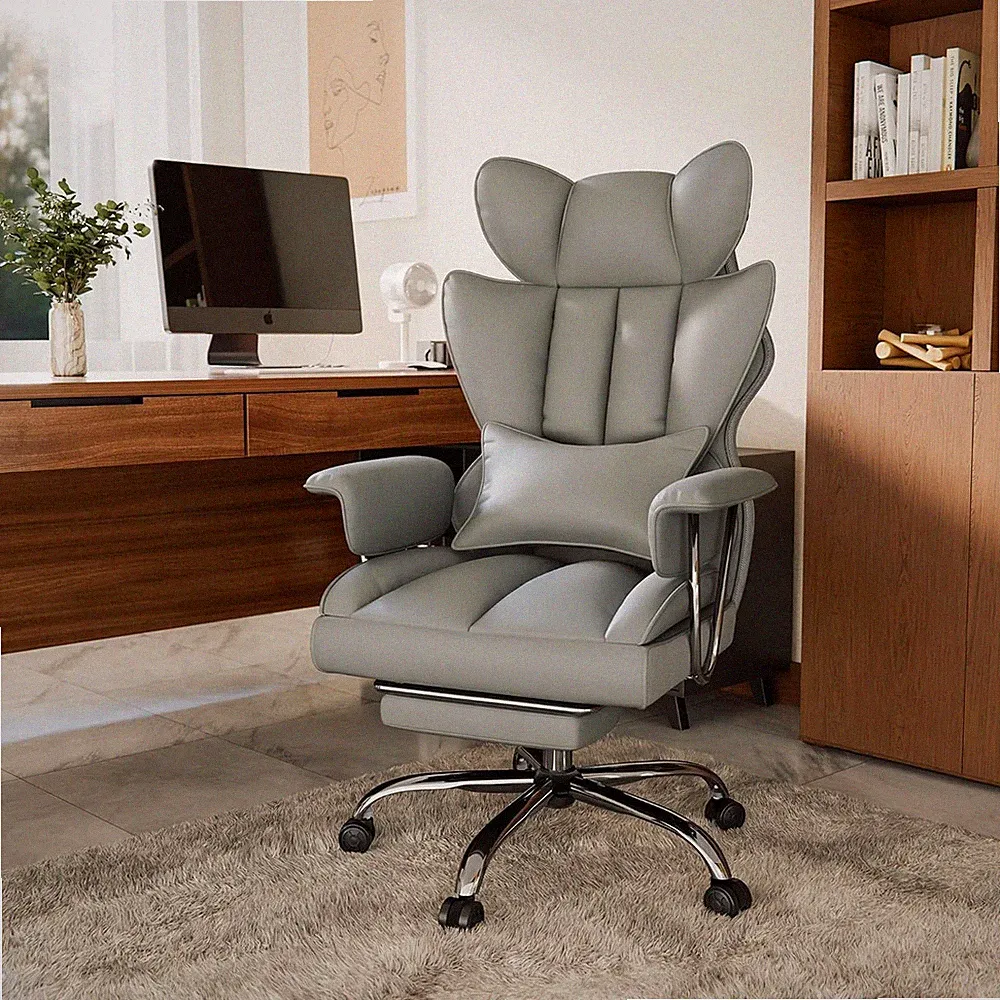 Bürostuhl Ergonomisch mit Fußstütze Lendenstütze Chefsessel 210kg Höhenverstellb