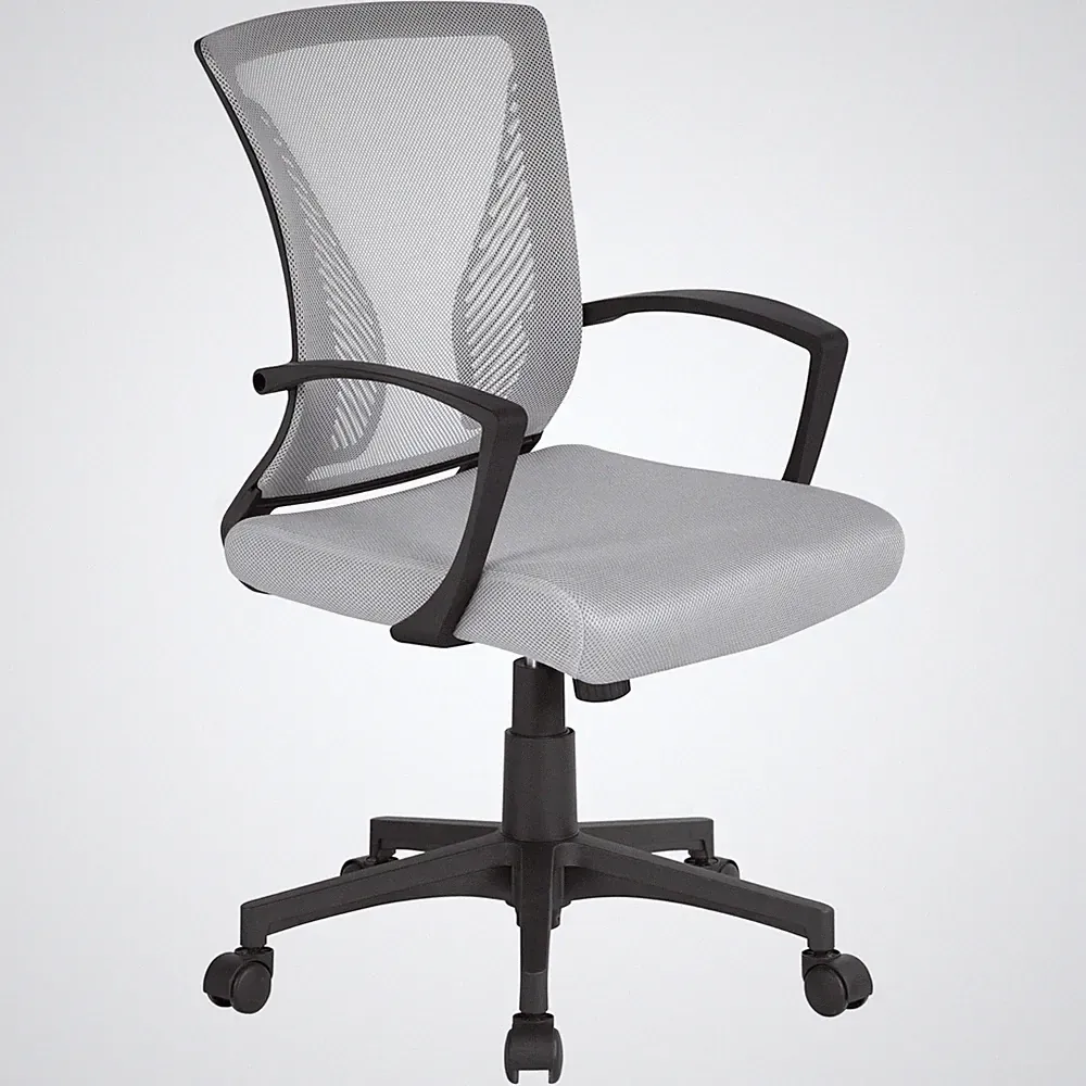 Bürostuhl Ergonomisch mit Netzbespannung Atmungsaktiv Grau Höhenverstellbar