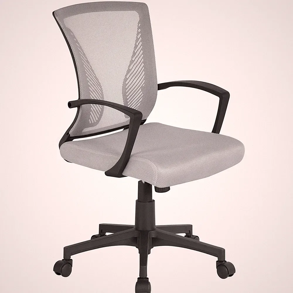 Bürostuhl Ergonomisch mit Netzbespannung Atmungsaktiv Grau Höhenverstellbar
