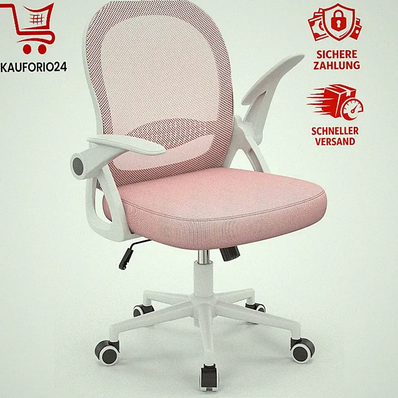 Bürostuhl Ergonomisch Netzbespannung Höhenverstellbar 360° Drehstuhl Rosa