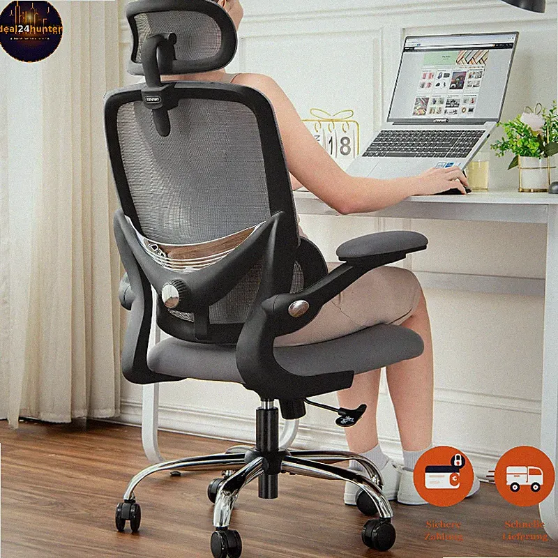 Bürostuhl Ergonomisch Netzrücken Verstellbare Lendenstütze Klapparmlehnen