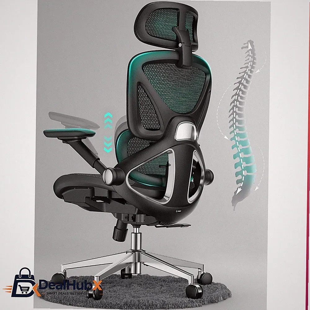 Bürostuhl Ergonomisch Netzstoff Verstellbar Hohe Rückenlehne 180 kg 4D Arme