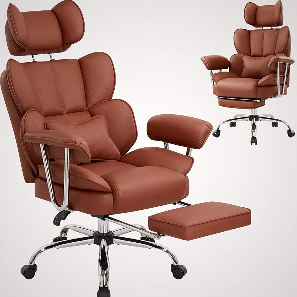 Bürostuhl, ergonomisch, PU , Fußstütze, Lendenwirbelstütze, höhenverstellbar,...