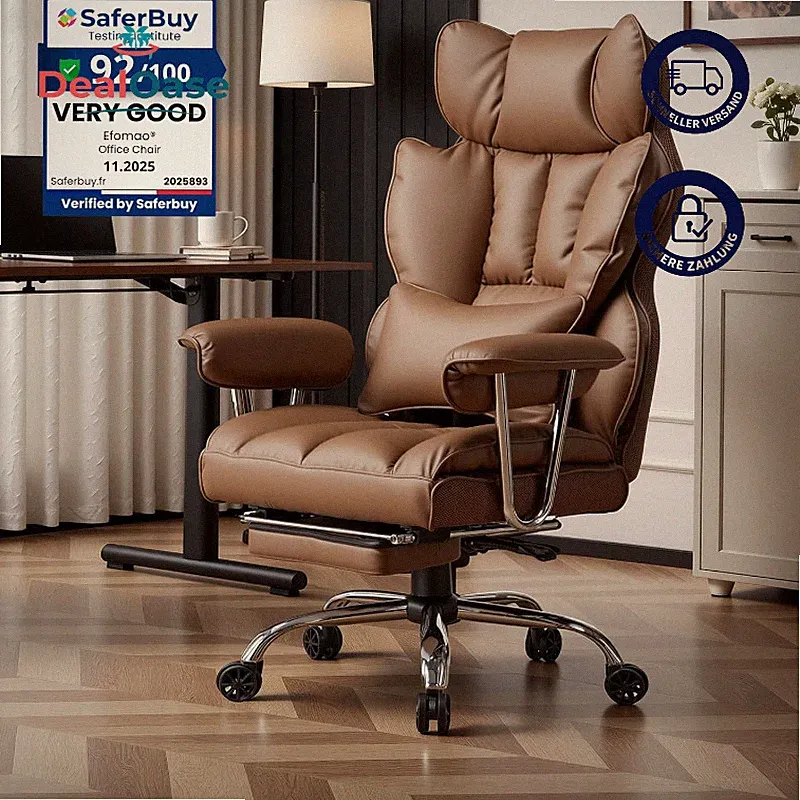 Bürostuhl Ergonomisch PU-Leder bis 200kg Höhenverstellbar mit Fußstütze