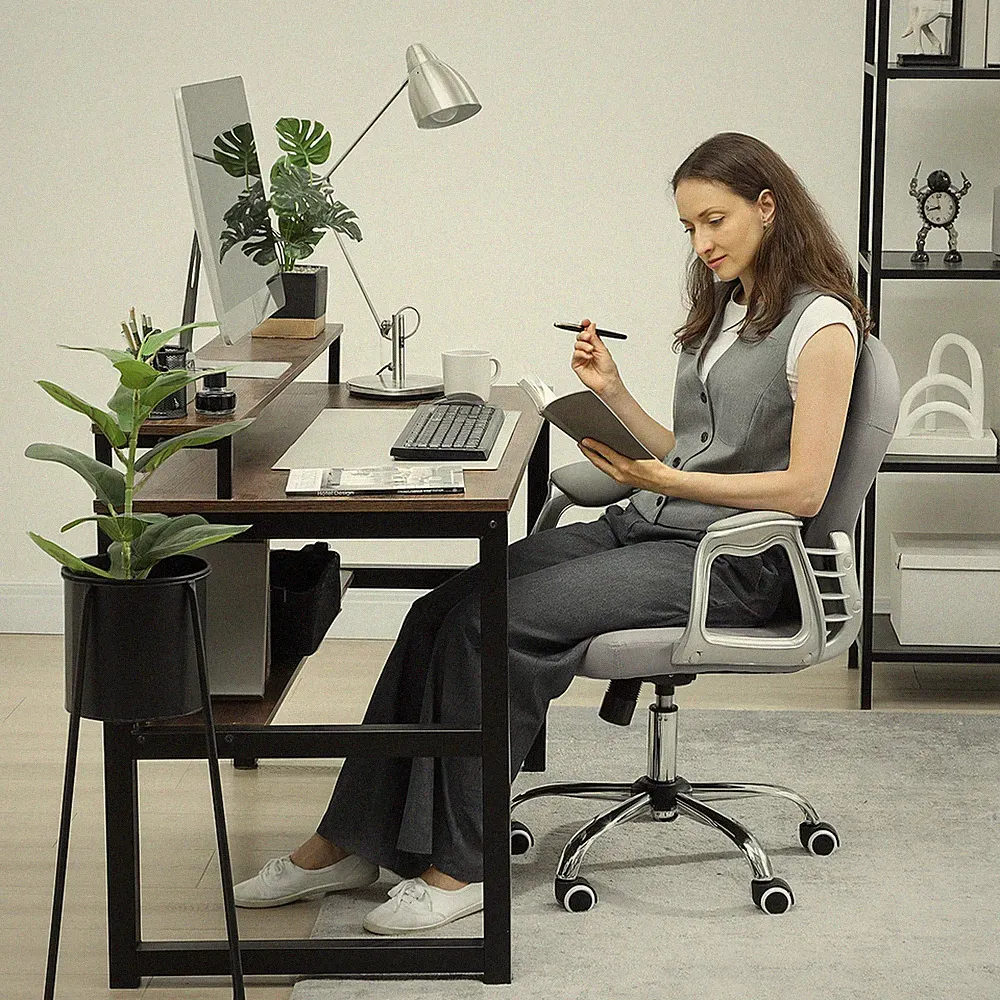 Bürostuhl, Ergonomisch Schreibtischstuhl mit Armlehne, Gepolsterter Refurbished