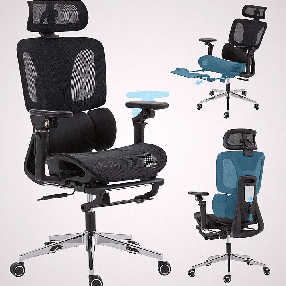 Bürostuhl Ergonomisch Schreibtischstuhl mit verstellbar Lenden- und Kopfstütze