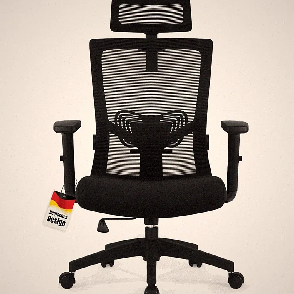 Bürostuhl Ergonomisch, Schreibtischstuhl mit Verstellbarem Kopfstütze, Armleh...