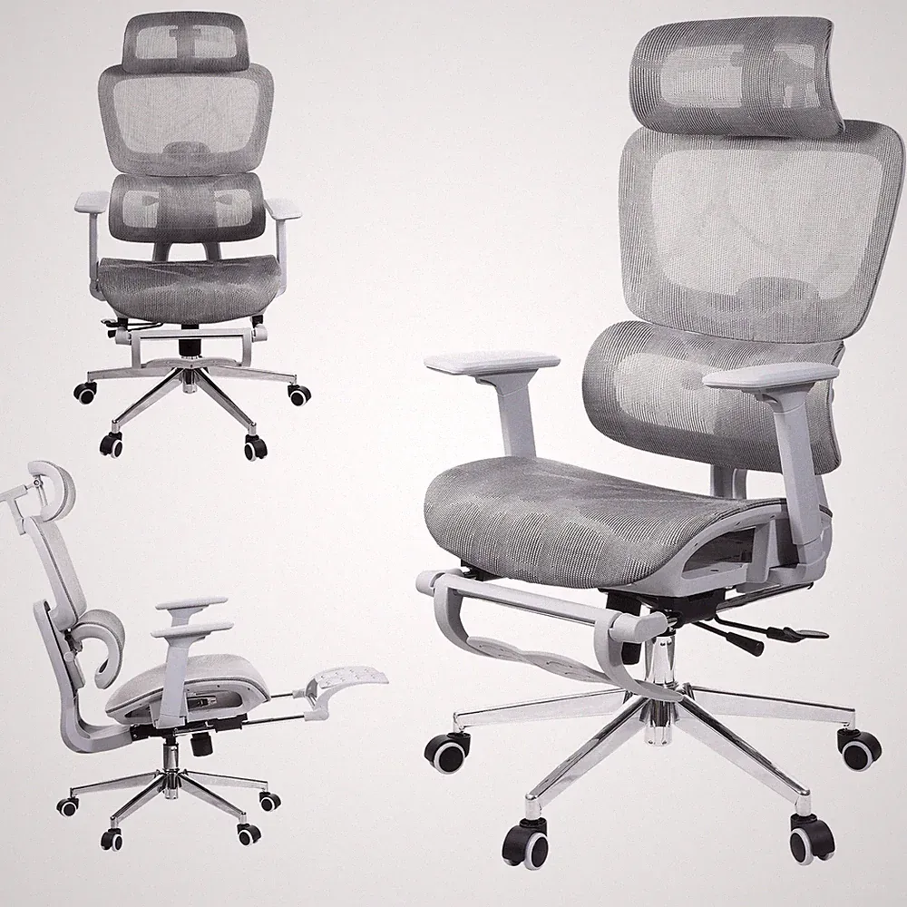 Bürostuhl Ergonomisch, Schreibtischstuhl mit Verstellbarer Kopfstütze, 200kg
