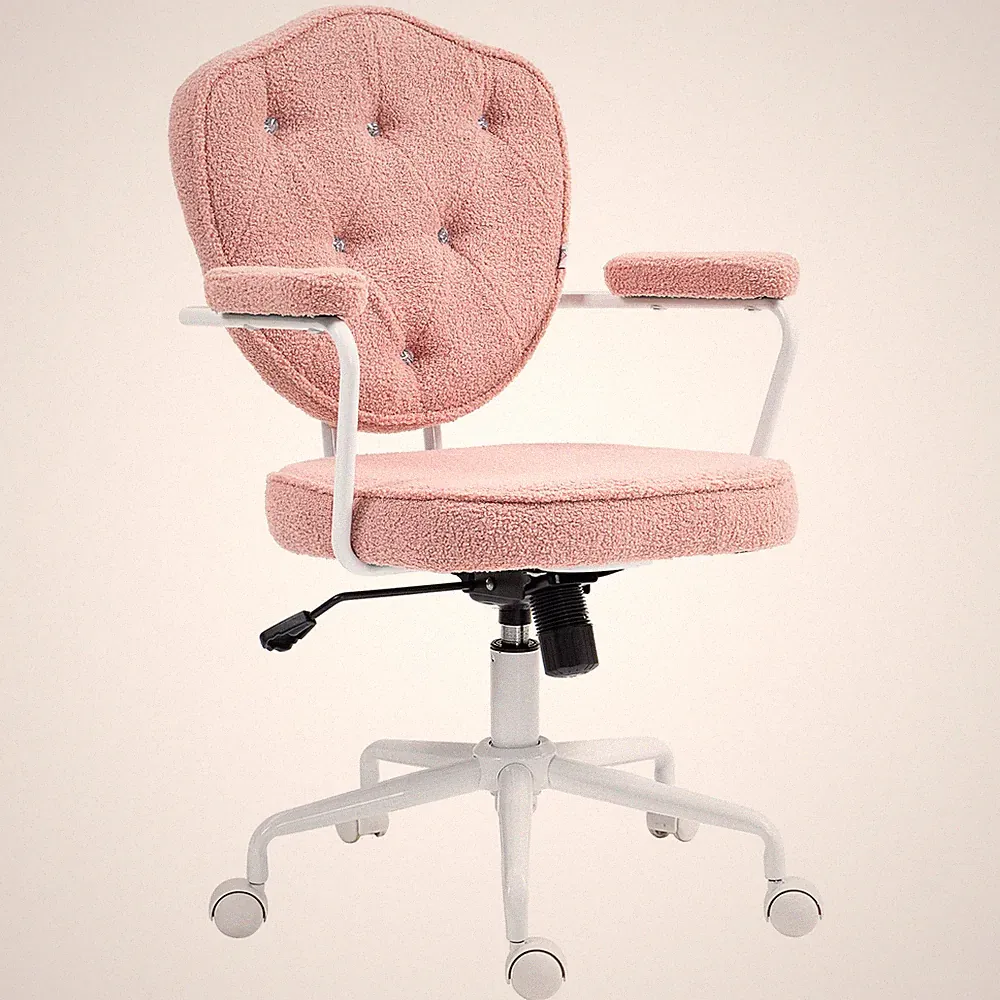 Bürostuhl, Ergonomisch Schreibtischstuhl mit Wippfunktion, Drehbar, Rosa