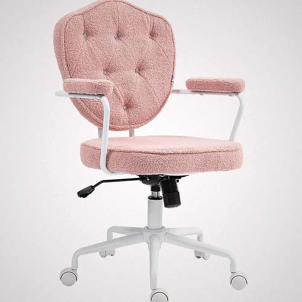 Bürostuhl, Ergonomisch Schreibtischstuhl mit Wippfunktion, Drehbar, Rosa