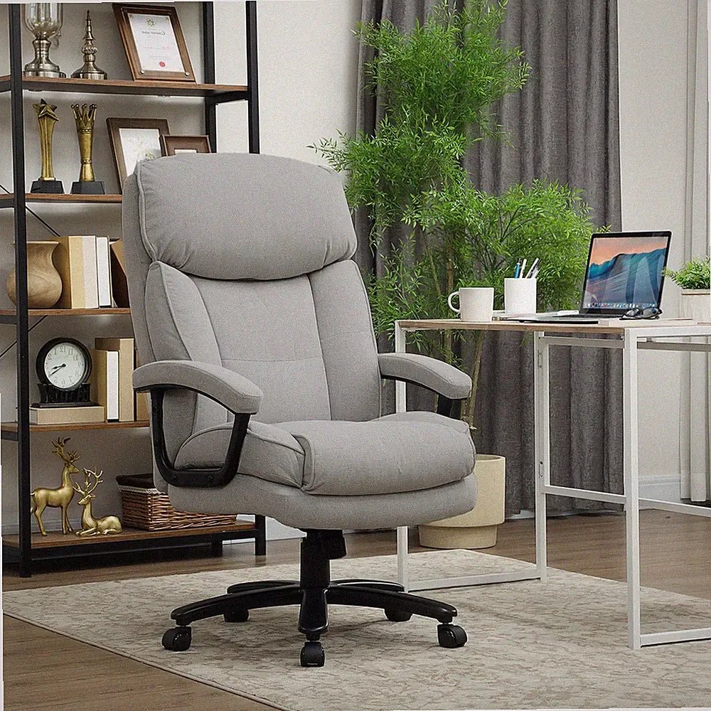 Bürostuhl Ergonomisch Schreibtischstuhl mit Wippfunktion&Leinenoptik Refurbished