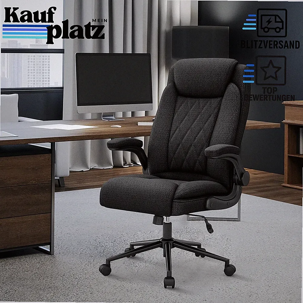 Bürostuhl Ergonomisch Schwarz Höhenverstellbar Hohe Rückenlehne 200kg