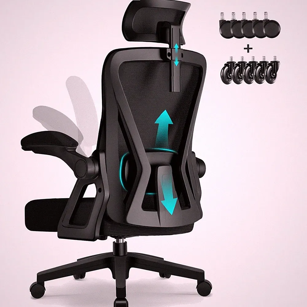 Bürostuhl Ergonomisch schwarze Drehstuhl Wippfunktion 150kg verstellbar