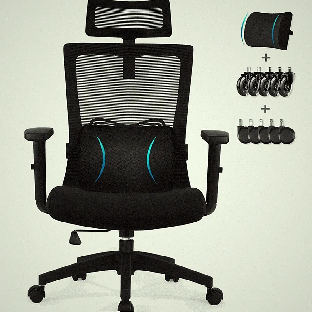 Bürostuhl Ergonomisch, verstellbar bis 135°, 150kg, Mesh, Drehstuhl, Büromöbel