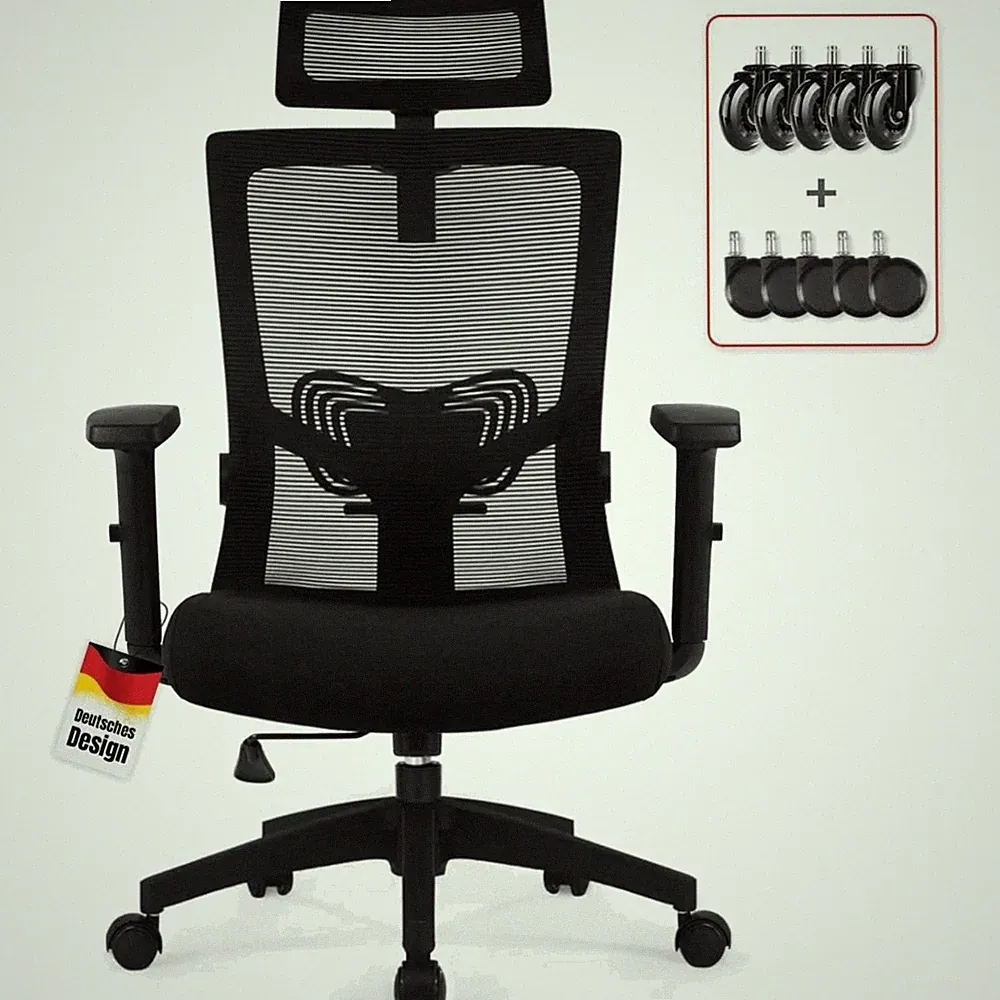 Bürostuhl ergonomisch, verstellbar, Mesh, bis 150kg, Drehstuhl, Chefsessel