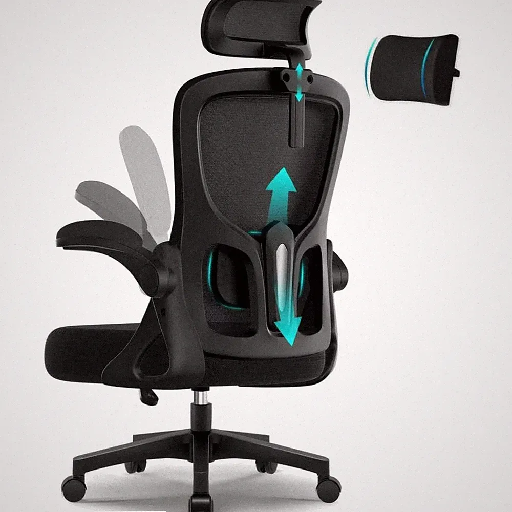 Bürostuhl ergonomisch verstellbar Wippfunktion Kopfstütze 150kg