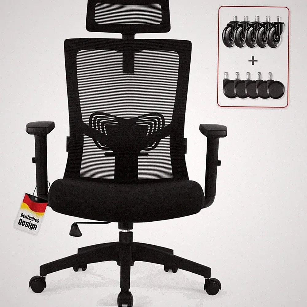 Bürostuhl, ergonomisch, verstellbar, Wippfunktion, Mesh, bis 150kg, Chefsessel