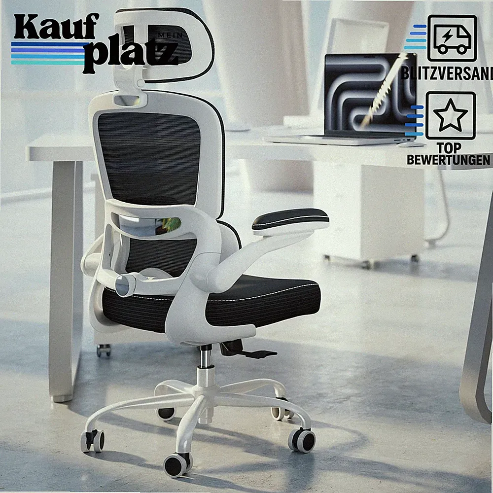 Bürostuhl Ergonomisch Verstellbare Kopfstütze Office Chair Schwarz Sitzmöbel