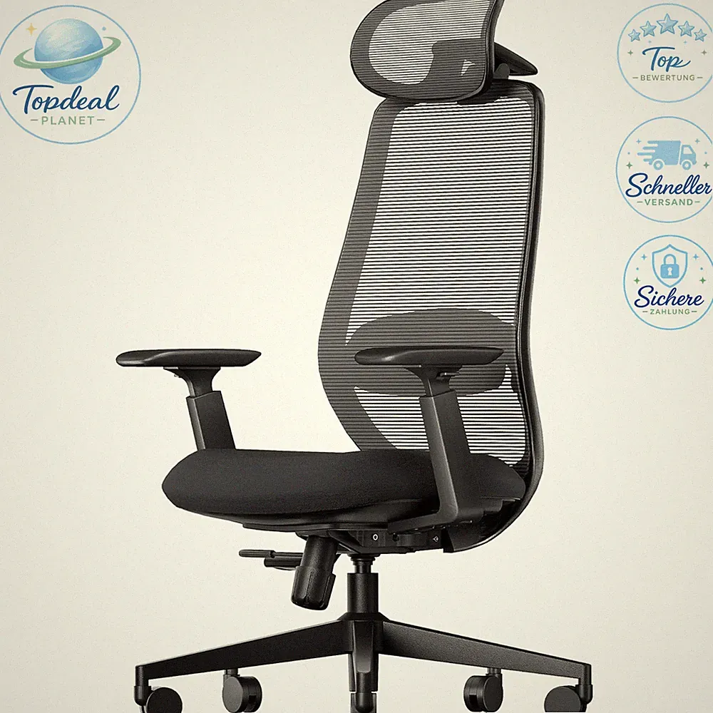 Bürostuhl Ergonomisch Verstellbare Sitztiefe Schwarz für Home Office