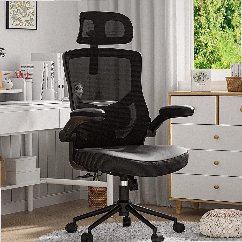Bürostuhl Ergonomisch Wasserfall-Sitz 8h+ Rückenstütze für Homeoffice