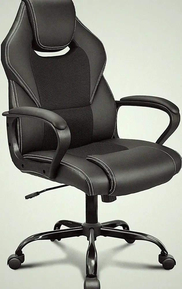 Bürostuhl ergonomisch Wippfunktion höhenverstellbar gepolstert Drehstuhl für