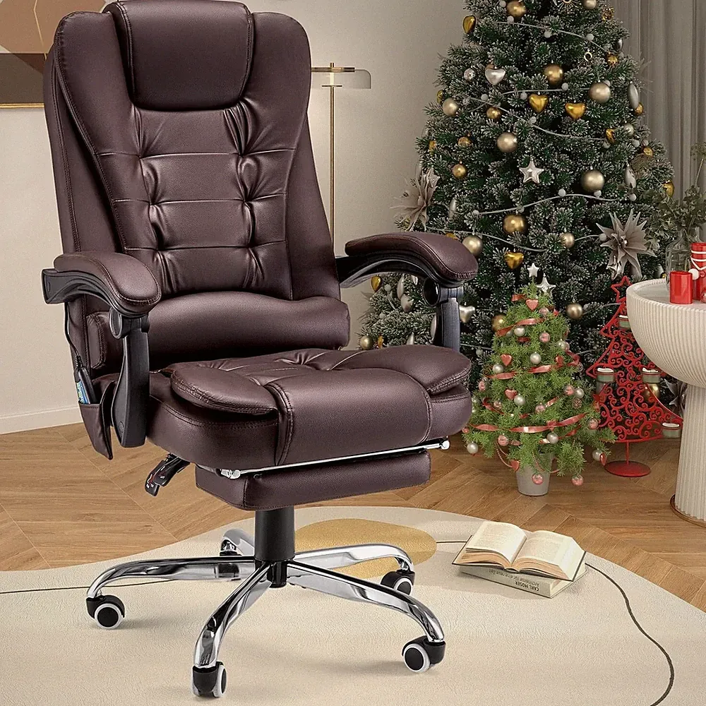 Bürostuhl Ergonomischer Chefsessel Schreibtischstuhl mit Liegefunktion Fußstütze