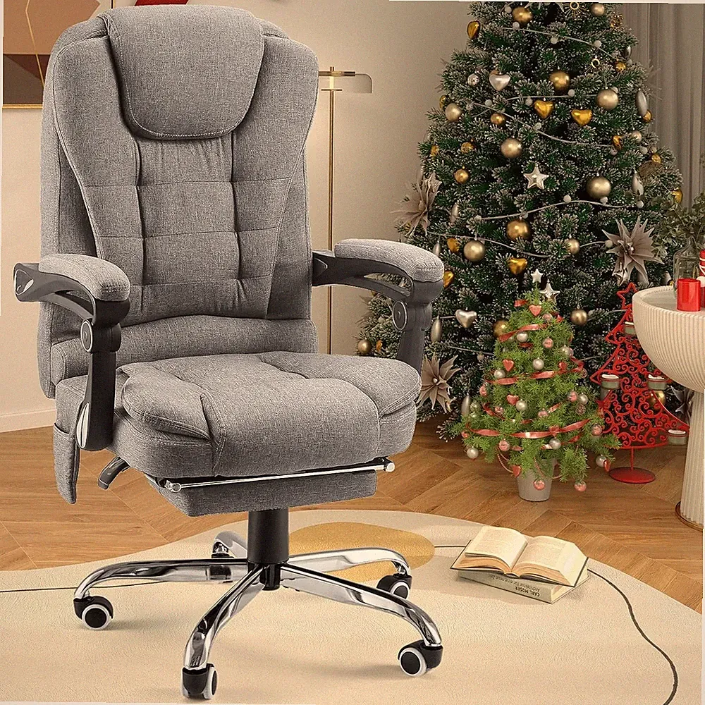 Bürostuhl Ergonomischer Chefsessel Schreibtischstuhl mit Liegefunktion Fußstütze