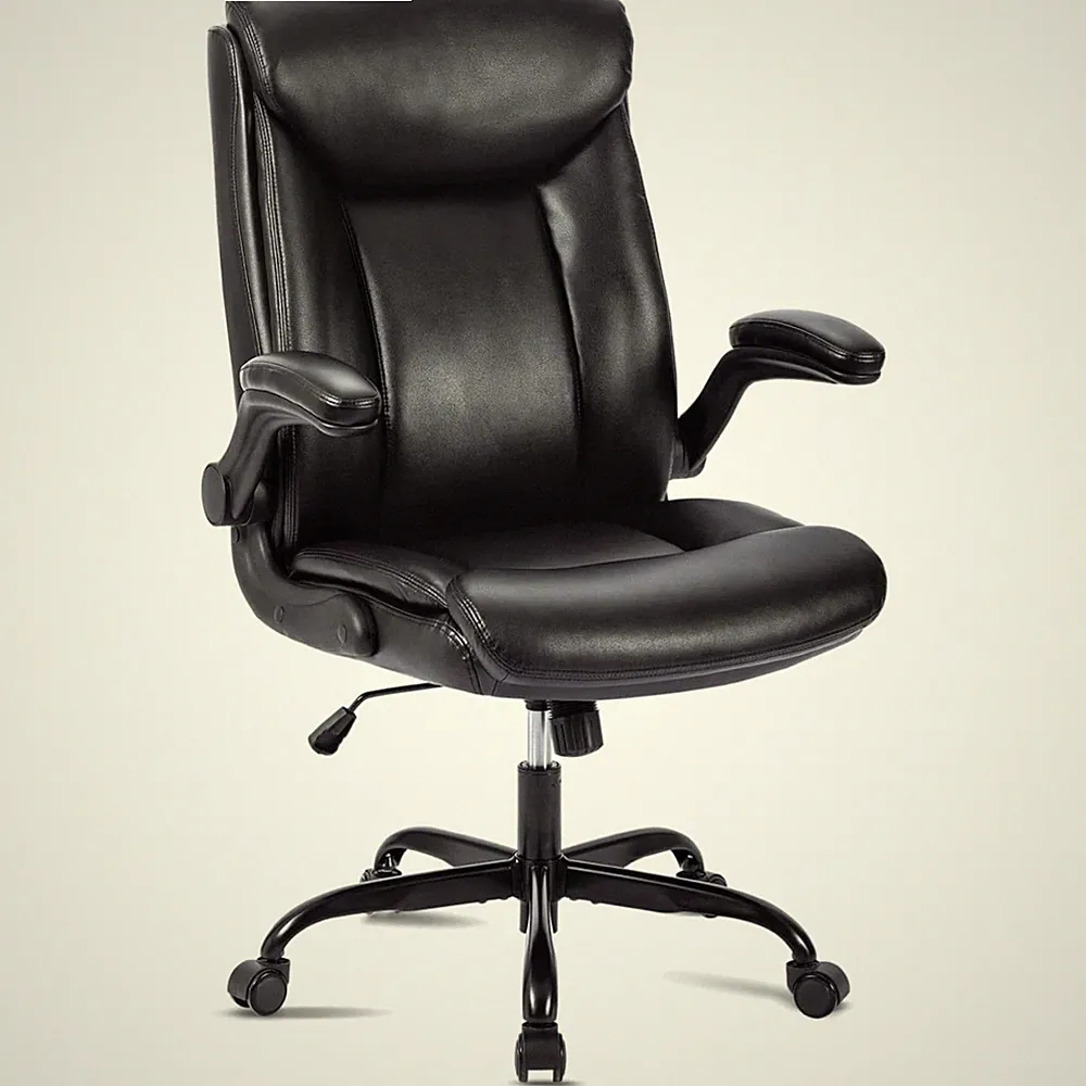 Bürostuhl Ergonomischer Drehstuhl Armlehne Sitzverriegelung Schwarz