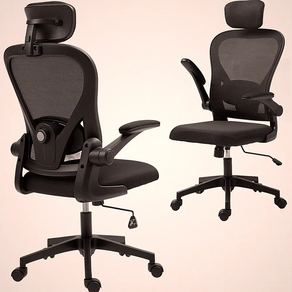 Bürostuhl Ergonomischer Schreibtischstuhl mit Hochklappbaren Armlehnen Schwarz