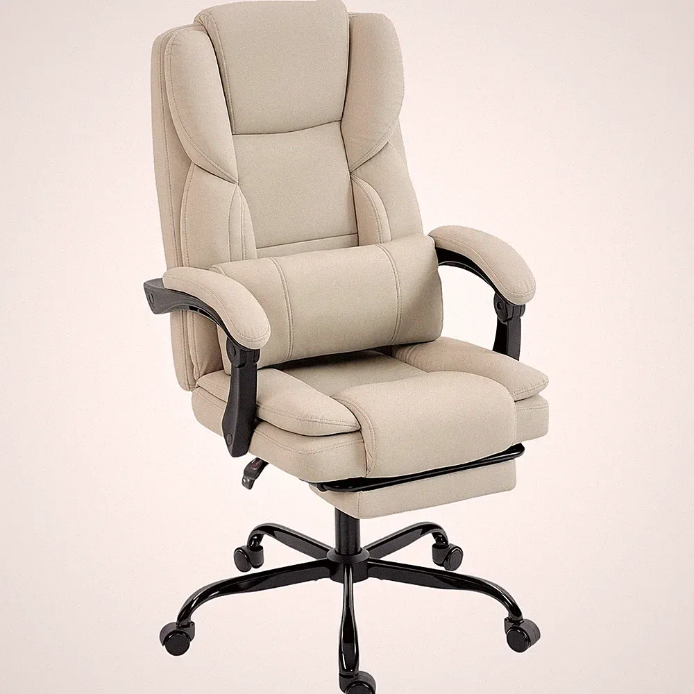 Bürostuhl, Ergonomischer Schreibtischstuhl mit Verstellbar Rückenlehne, Beige