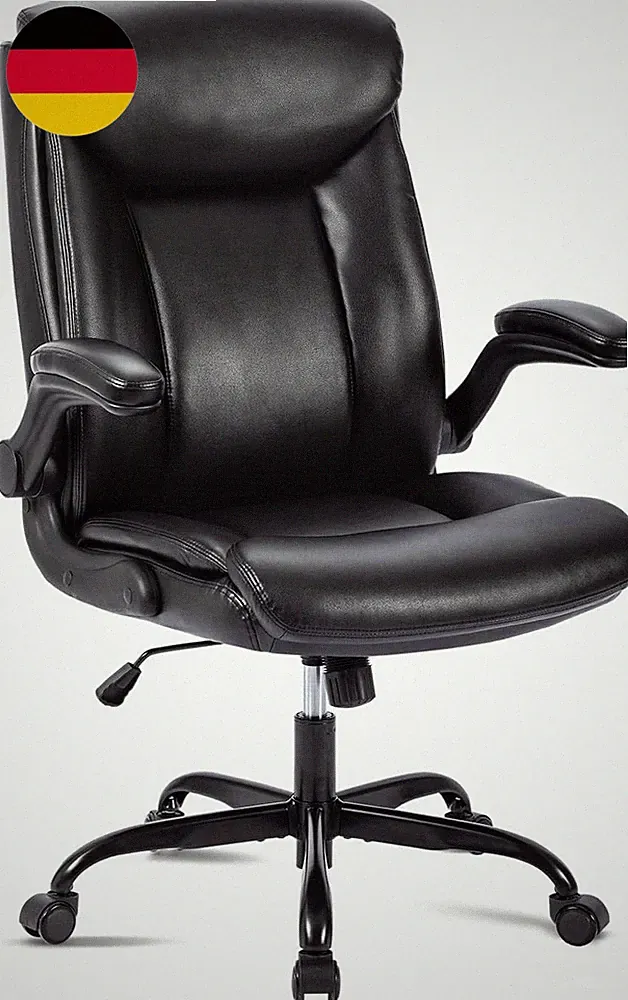 Bürostuhl Ergonomischer Schreibtischstuhl PU Leder Drehstuhl Mit Hochklappbarer