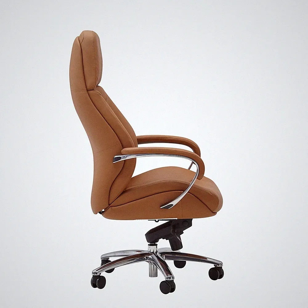 Bürostuhl FineBuy Chefsessel Echtleder Caramel Ergonomisch XXL Drehstuhl 120 kg