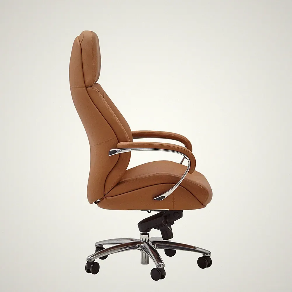 Bürostuhl FineBuy Chefsessel Echtleder Caramel Ergonomisch XXL Drehstuhl 120 kg