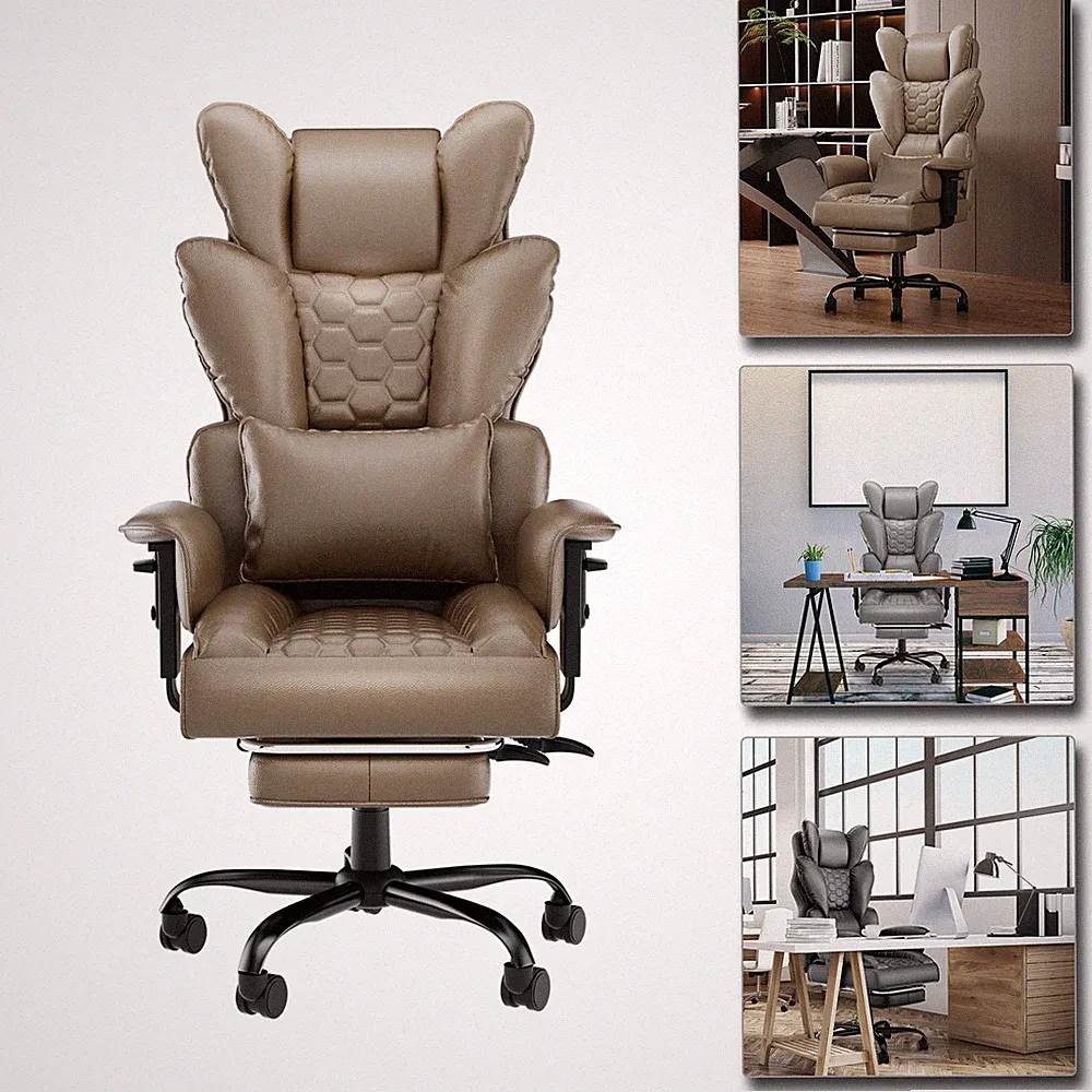 Bürostuhl Gaming Arbeitsstuhl Chefsessel Fußstütze Kissen Ergonomisch Max 150kg